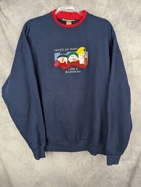 Vintage M&C Sportswear Snowman Double Collar Sweatshirt XL Grannycore Navy